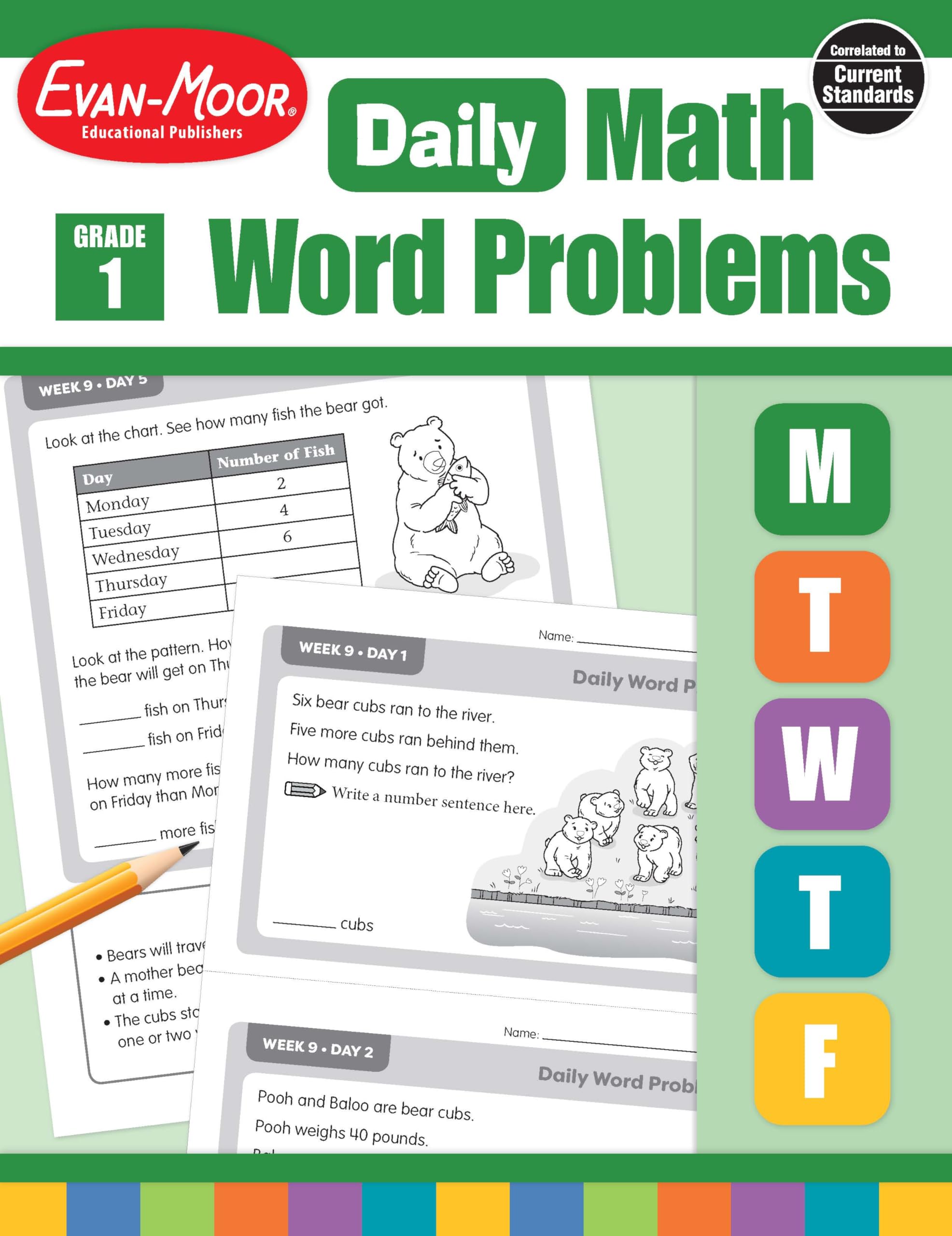 EvanMoor Daily Word Problems, Grade 1, Homeschooling & Classroom Resource Workbook, ProblemSolving Real Life Math Skills, Repr,New