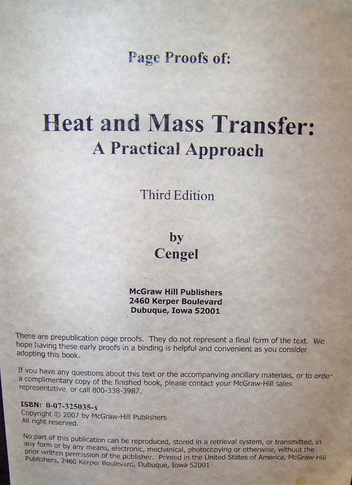 Heat and Mass Transfer: A Practical Approach w/ EES CD,Used