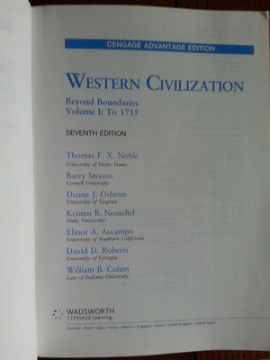 Cengage Advantage Books: Western Civilization: Beyond Boundaries, Volume I,Used