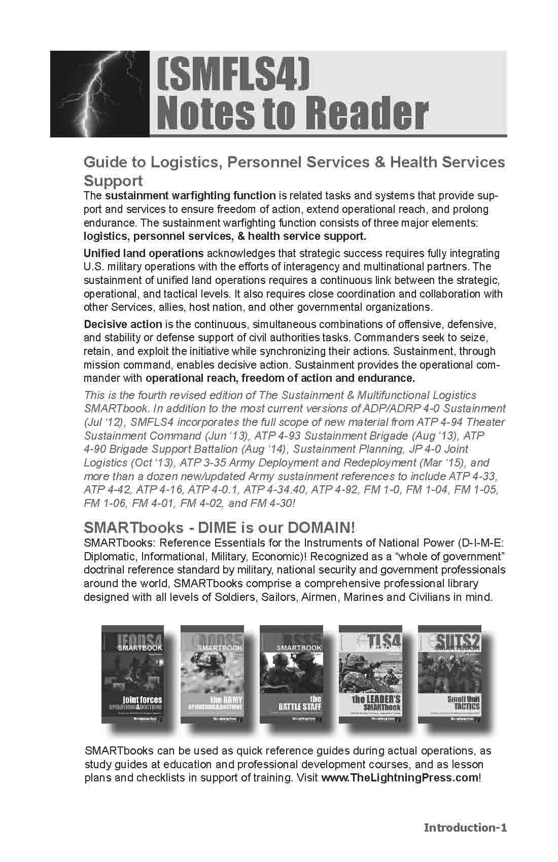 Sustainment and Multifunctional Logistician's Smartbook,Used