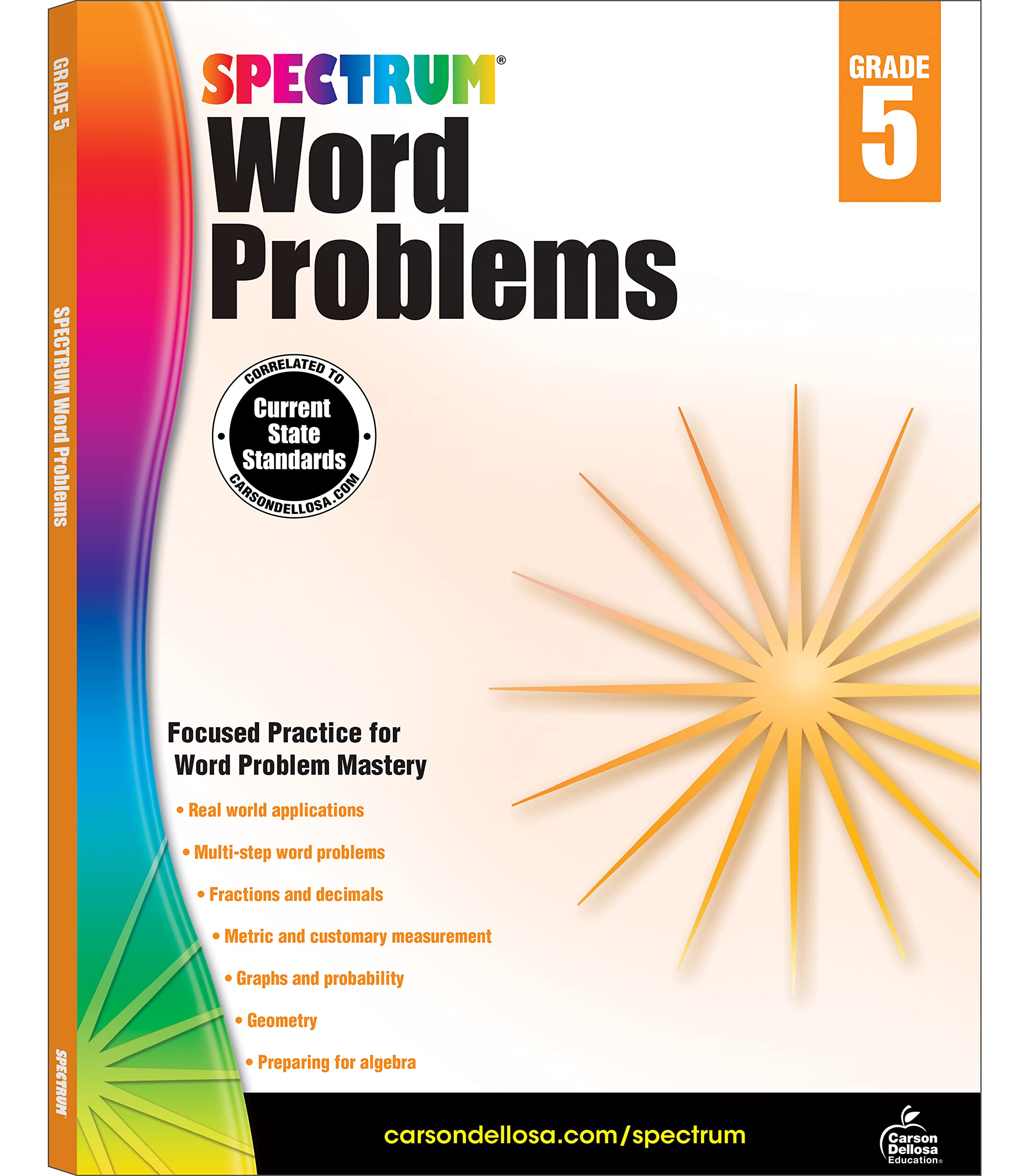 Spectrum Math Word Problems Grade 5 Workbook, Ages 10 to 11, 5th Grade Math Word Problems, Fractions, Decimals, Algebra Prep, Geometry, Multi-Step Word Problems, Graphs, and Probability - 128 Pages-New Condition