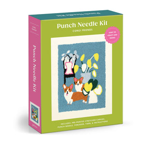 Galison Corgi Friends  Diy Punch Needle Kit Includes 9 Yarns And Punch Needle To Make Beautiful Corgi Art
