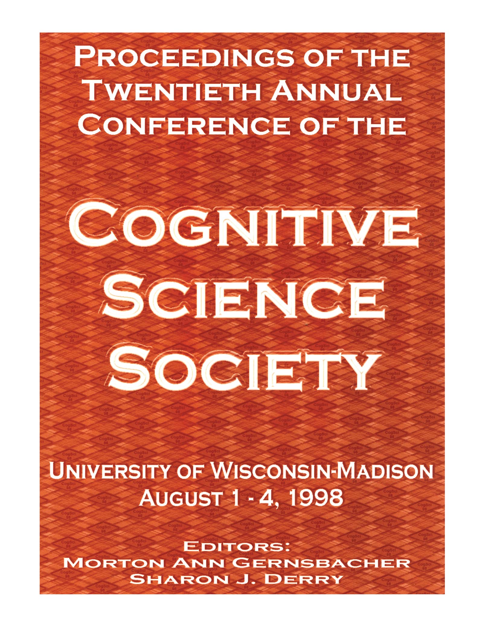 Proceedings Of The Twentieth Annual Conference Of The Cognitive Science Society (Cognitive Science Society (Us) Conference//Proc,Used