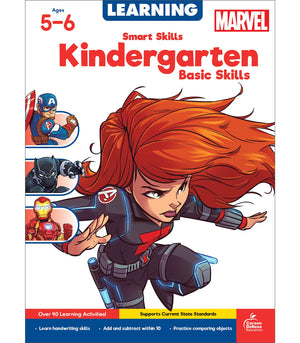 Learning Marvel Kindergarten Basic Skills WorkbookAddition, Subtraction, Writing Letters, Language Arts and Math Practice for A,Used