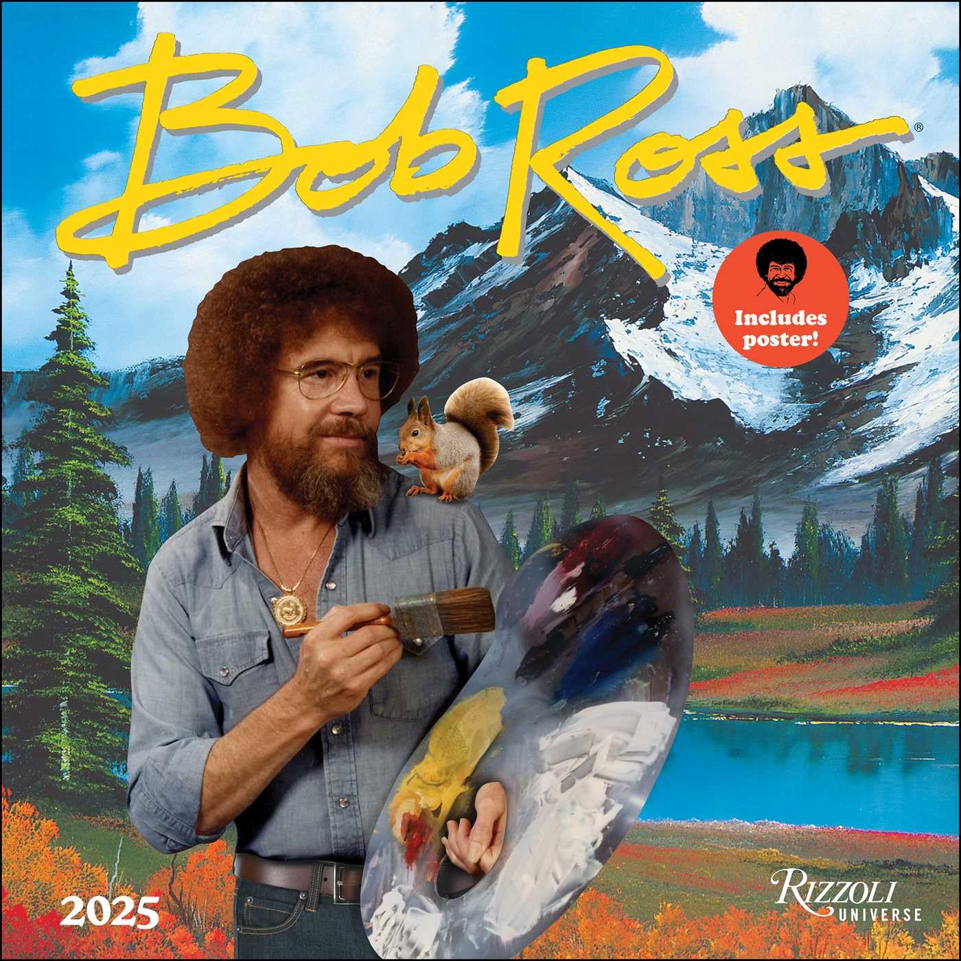 Bob Ross 2025 Wall Calendar,Used