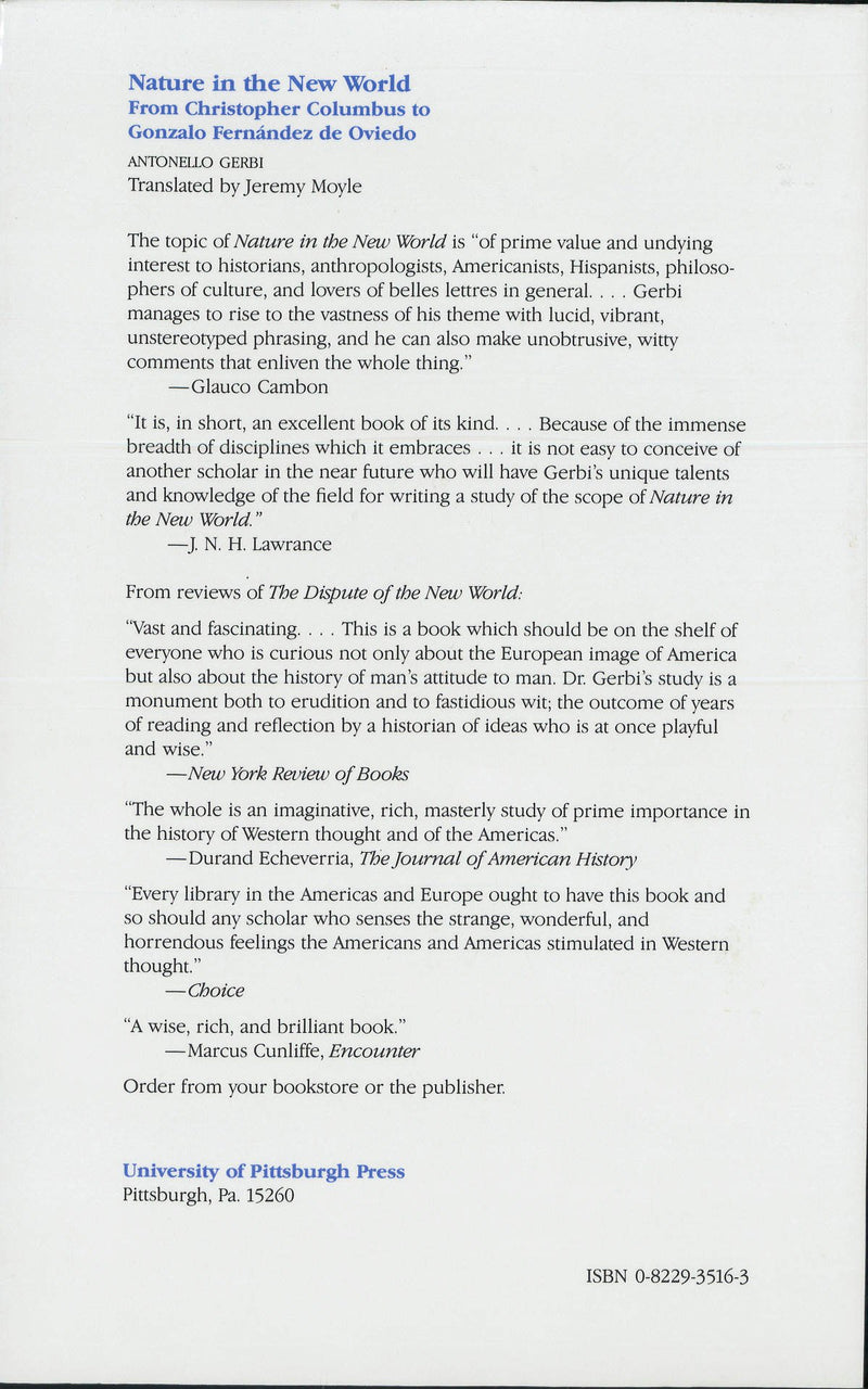 Nature in the New World: From Christopher Columbus to Gonzalo Fernandez de Oviedo,Used