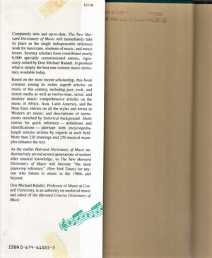 The New Harvard Dictionary of Music (Harvard University Press Reference Library),Used