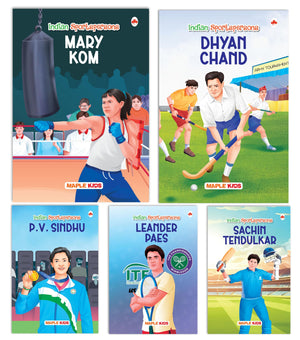 Story Books For Kids - Indian Sportspersons - Men - Women (Illustrated) (Set Of 5 Books) - Biographies For Children - Age 6 + - Dhyan Chand, Mary Kom, Sachin Tendulkar, Leander Paes, P. V. Sindhu