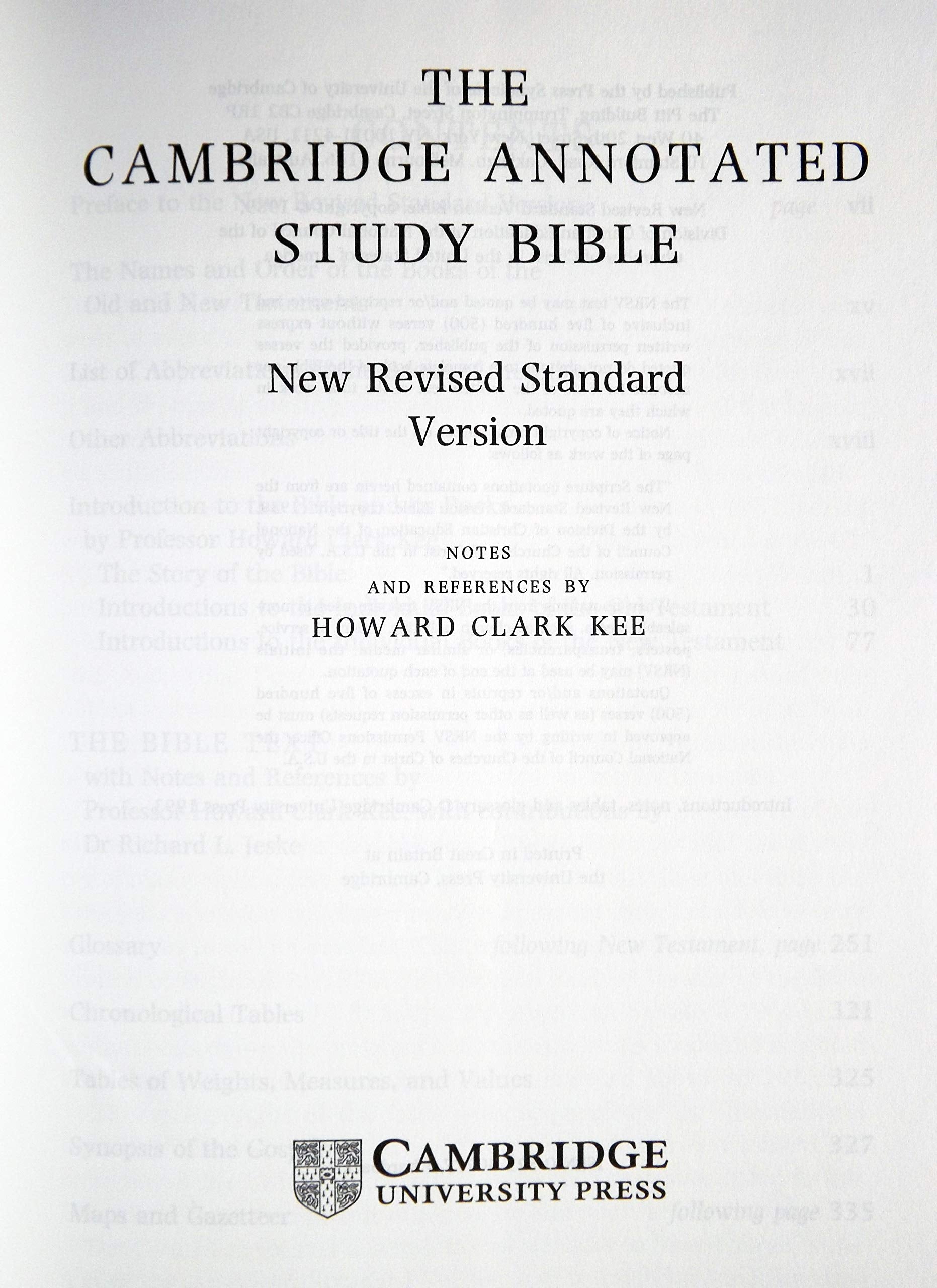 Cambridge Annotated Study Bible (New Revised Standard Version),Used