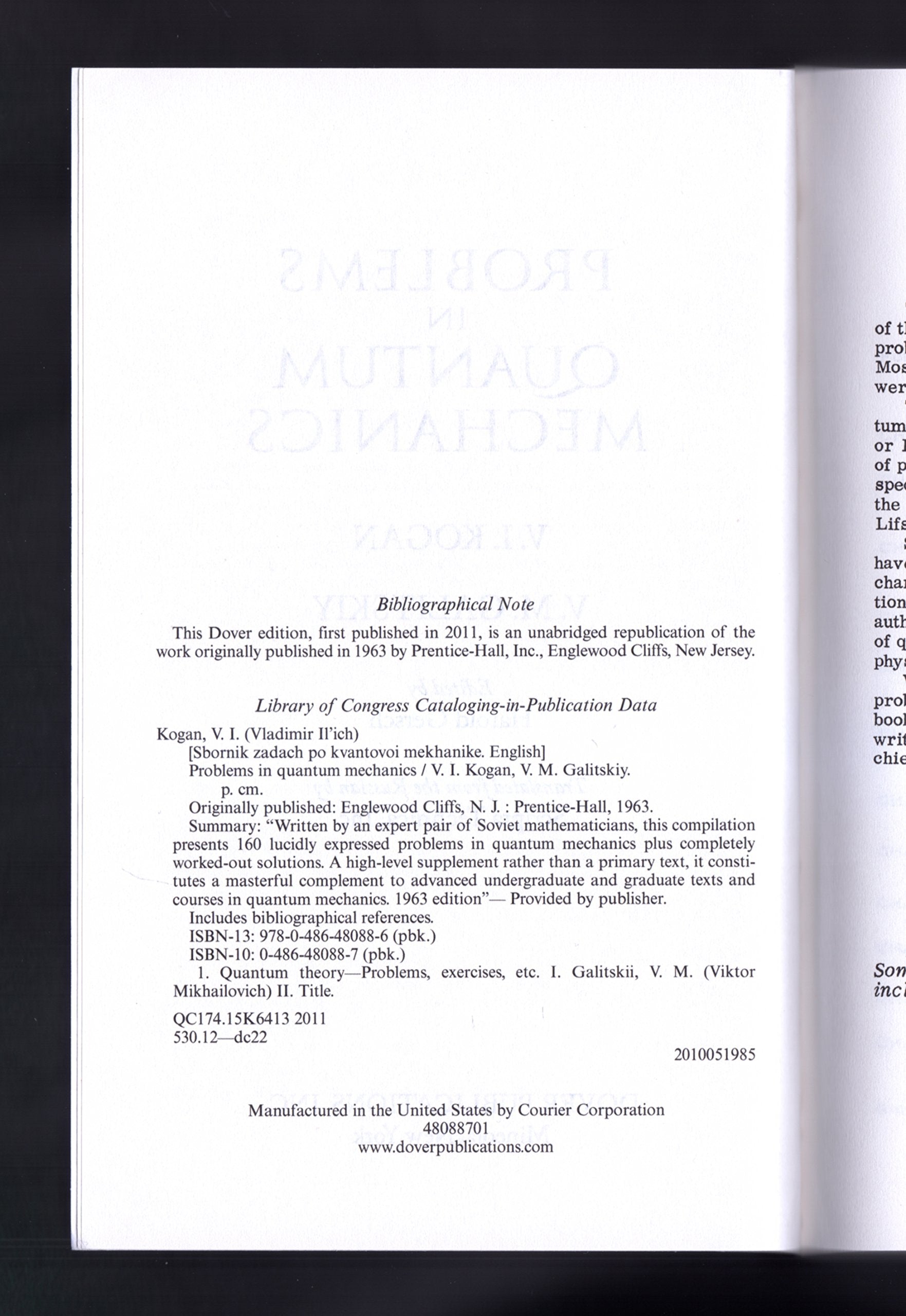 Problems in Quantum Mechanics (Dover Books on Physics),Used