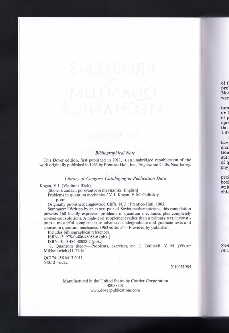 Problems in Quantum Mechanics (Dover Books on Physics),Used