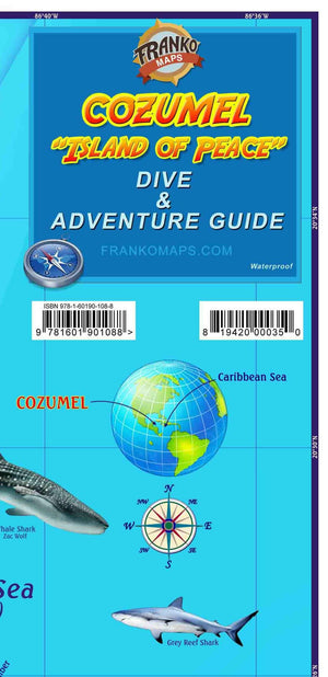 Cozumel Dive & Adventure Guide Franko Maps Waterproof Map,Used