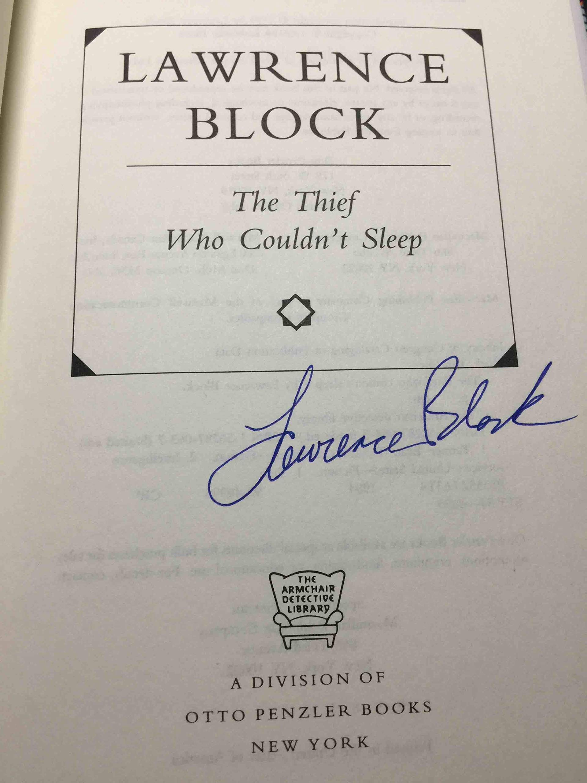 The Thief Who Couldn't Sleep (Armchair Detective Library),Used