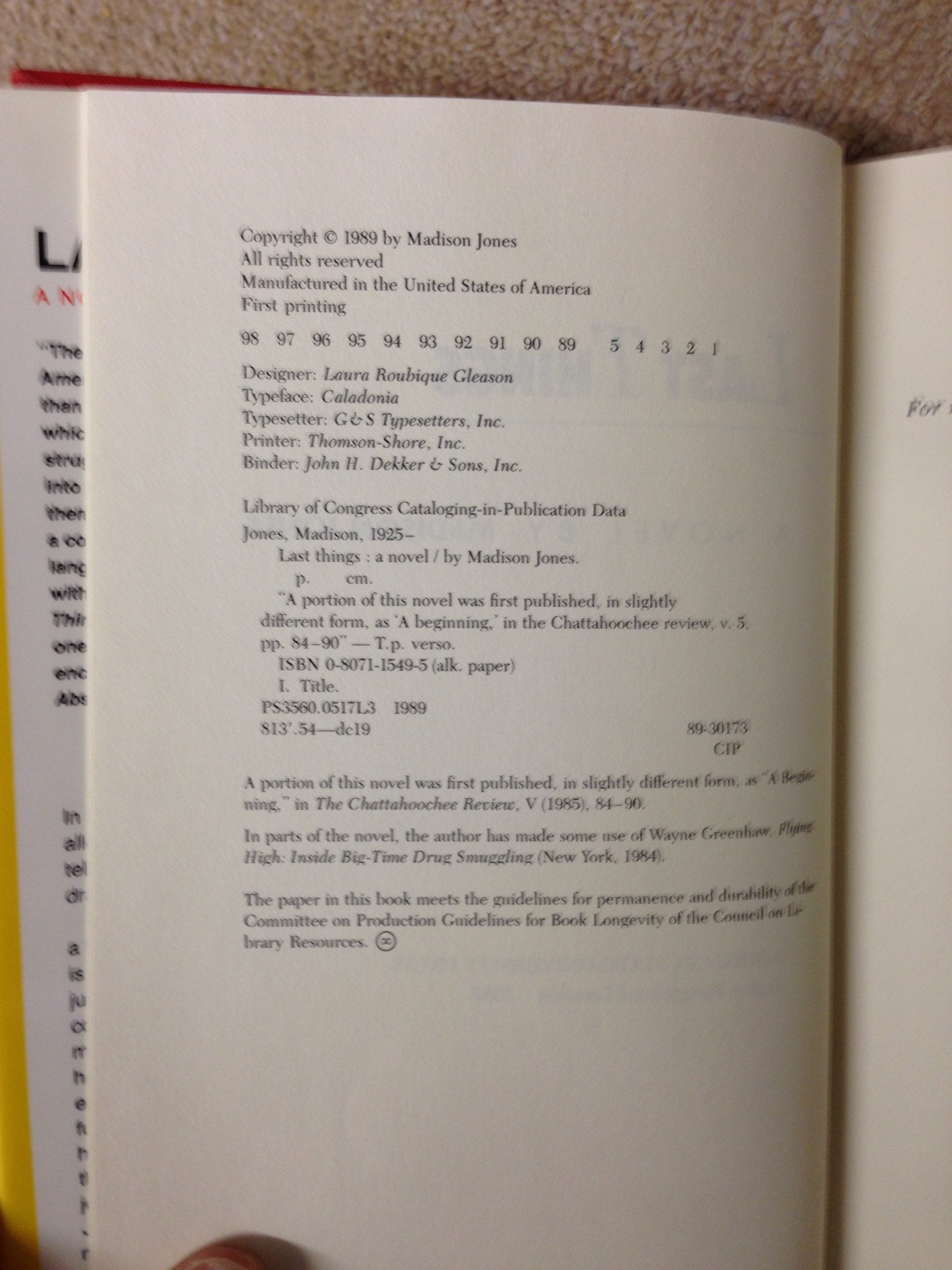 Last Things: A Novel,Used