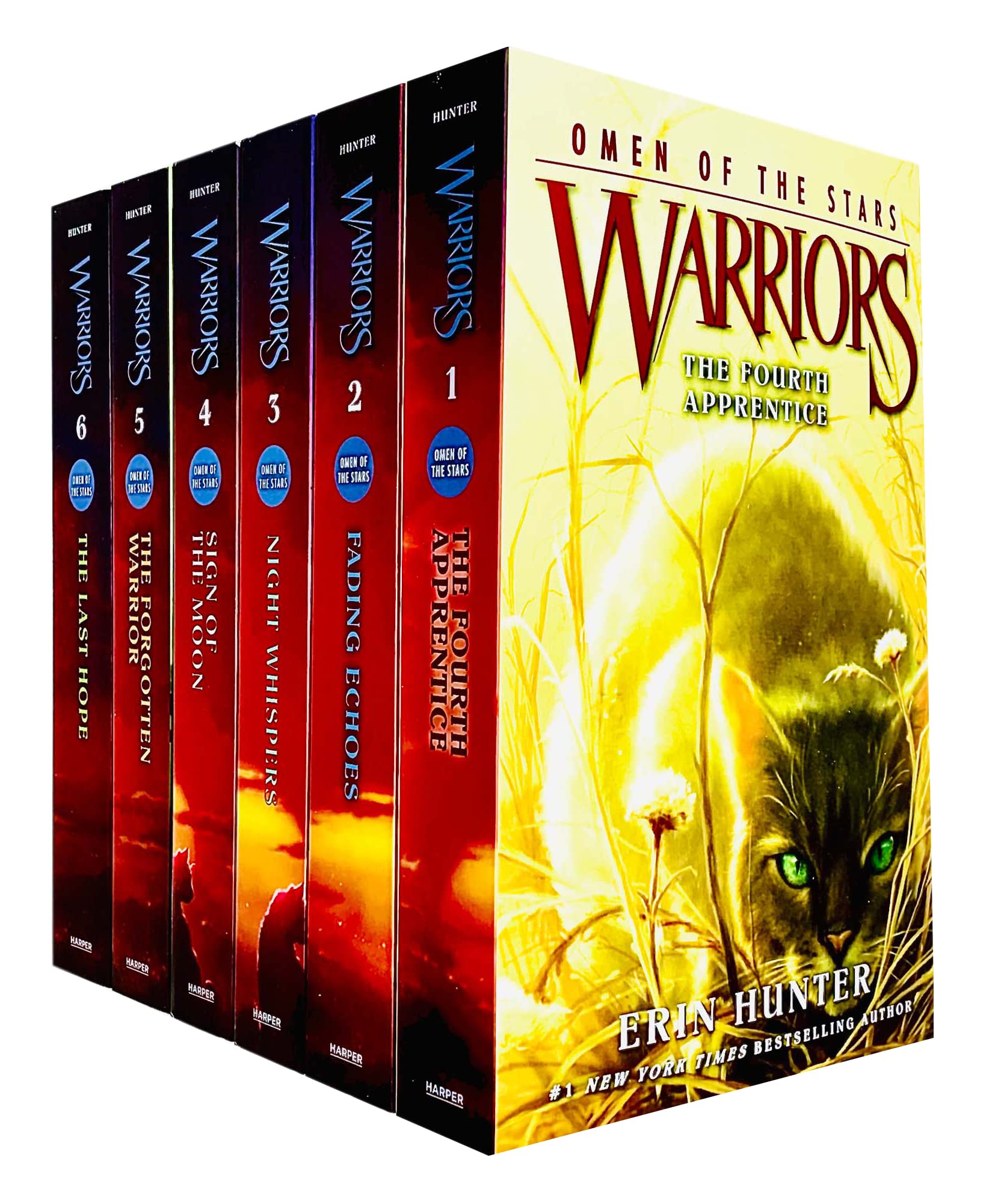 Warrior Cats Series 4 Omen Of The Stars Books 1  6 Collection Set by Erin Hunter (The Fourth Apprentice, Fading Echoes, Night W