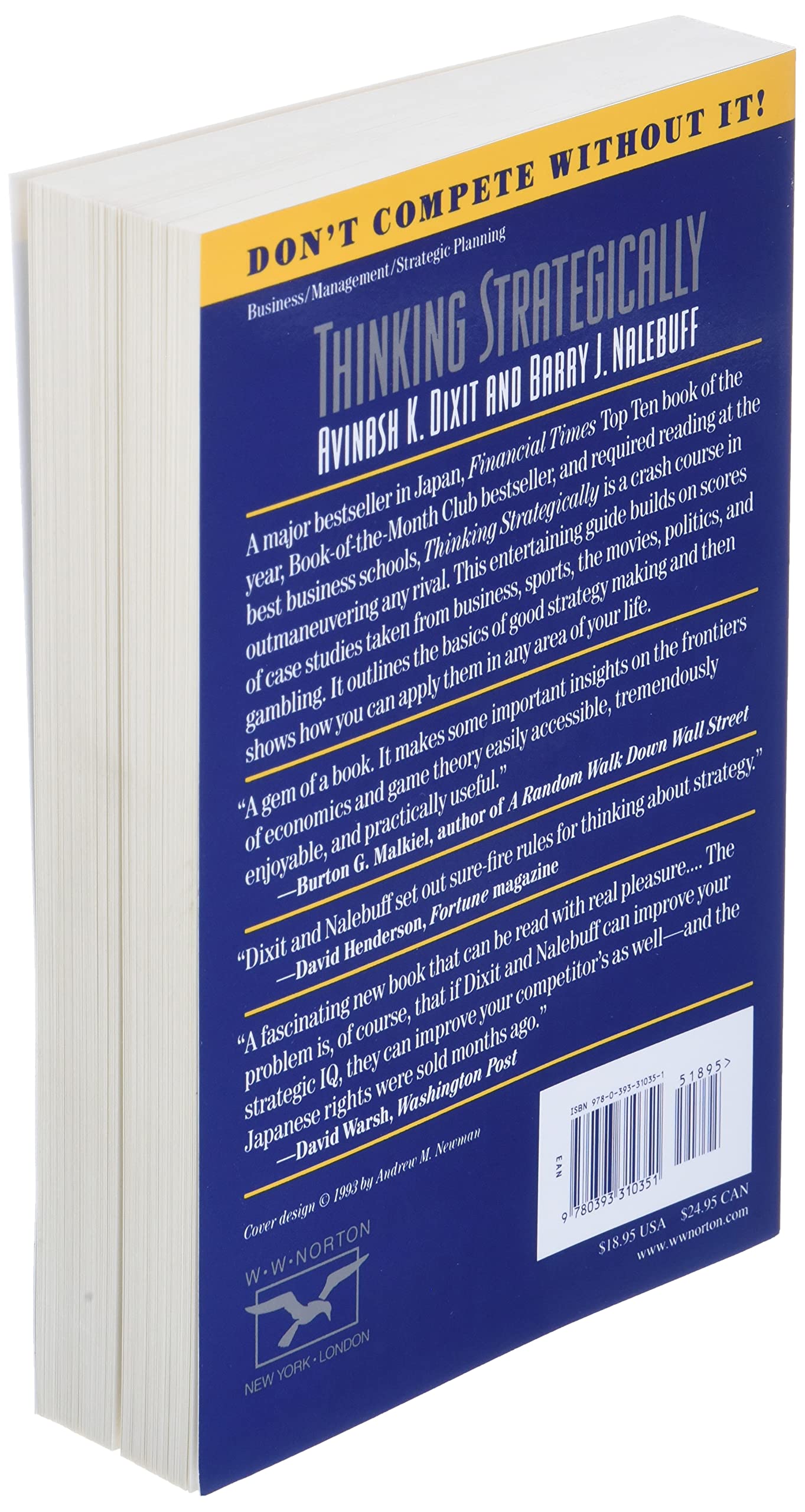 Thinking Strategically: The Competitive Edge In Business, Politics, And Everyday Life (Norton Paperback)-new