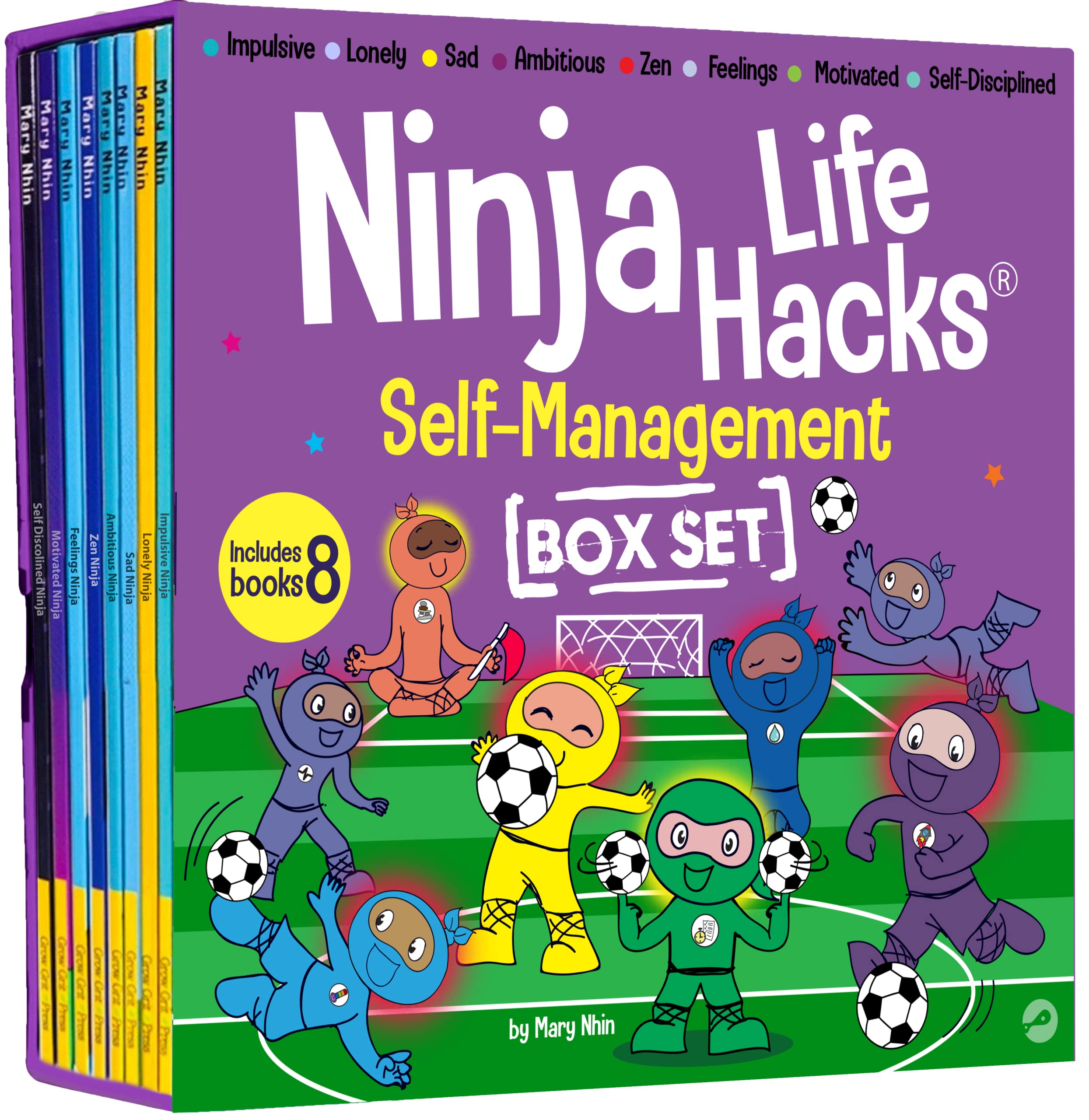 Ninja Life Hacks Self Management 8 Book Box Set (Books 3340: Impulsive, Lonely, Sad, Ambitious, Zen, Feelings, Motivated, Self