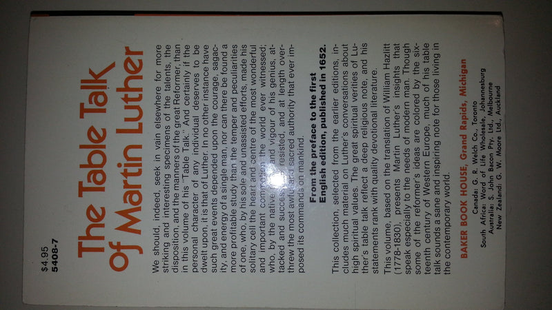 The Table Talk of Martin Luther (English and German Edition),Used
