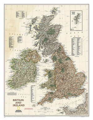 National Geographic: Britain and Ireland Executive Wall Map (23.5 x 30.25 inches) (National Geographic Reference Map),Used