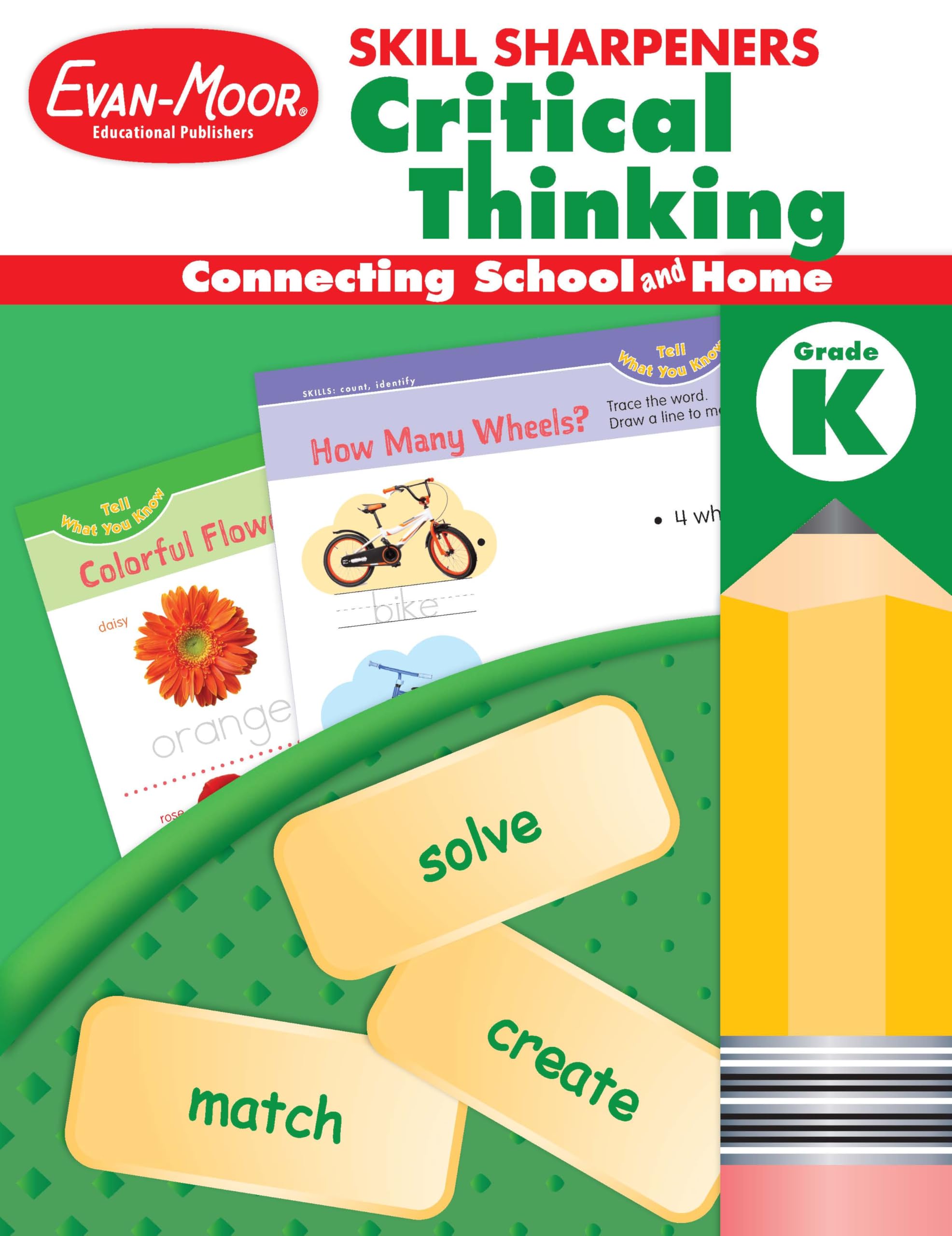 EvanMoor Skill Sharpeners Critical Thinking, Kindergarten Workbook, Problem Solving Skills, Activities, HigherOrder, OpenEnde,Used
