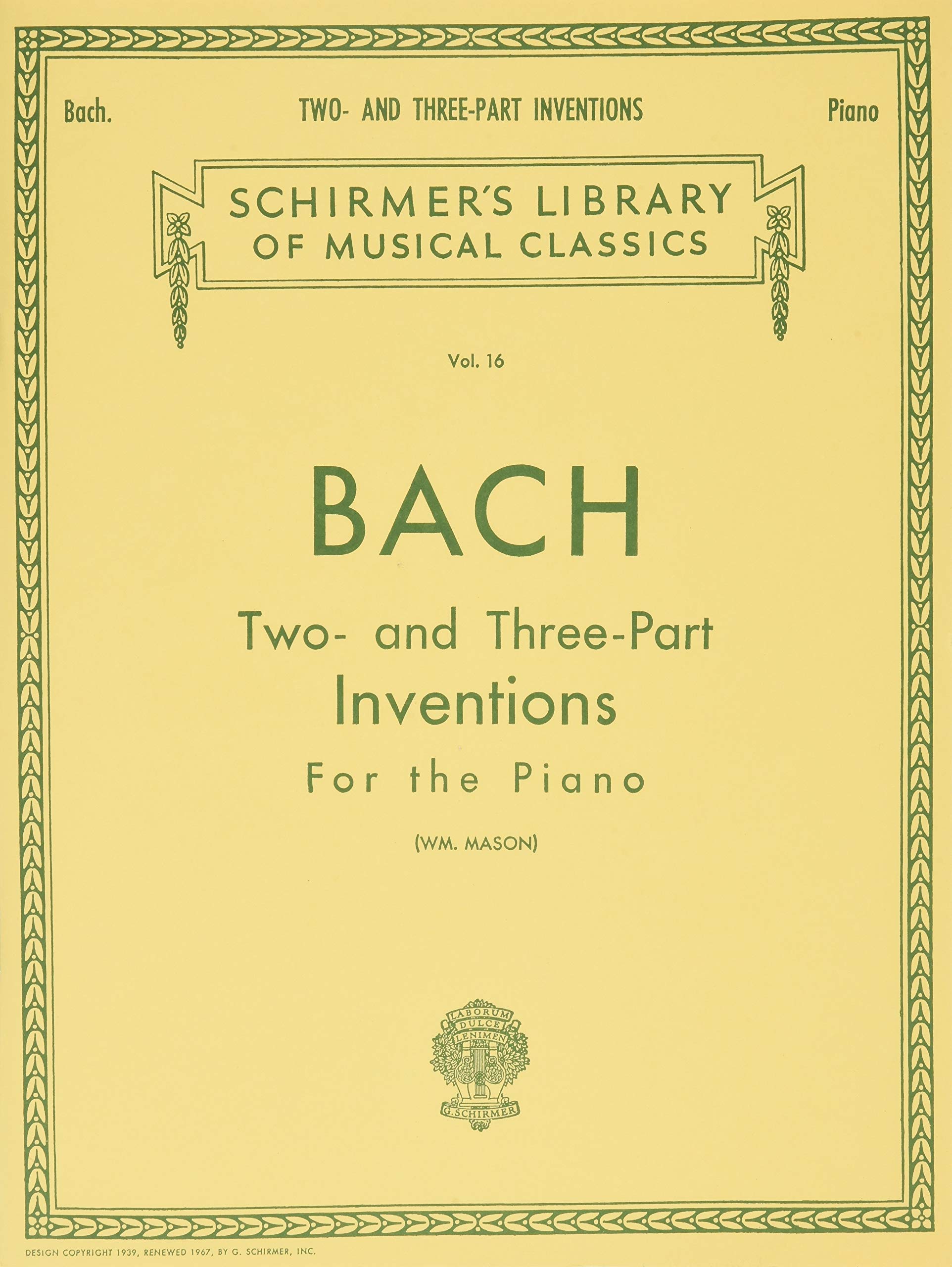 Bach  Two And Threepart Inventions For The Piano (Schirmer'S Library Of Musical Classics Vol. 16),New