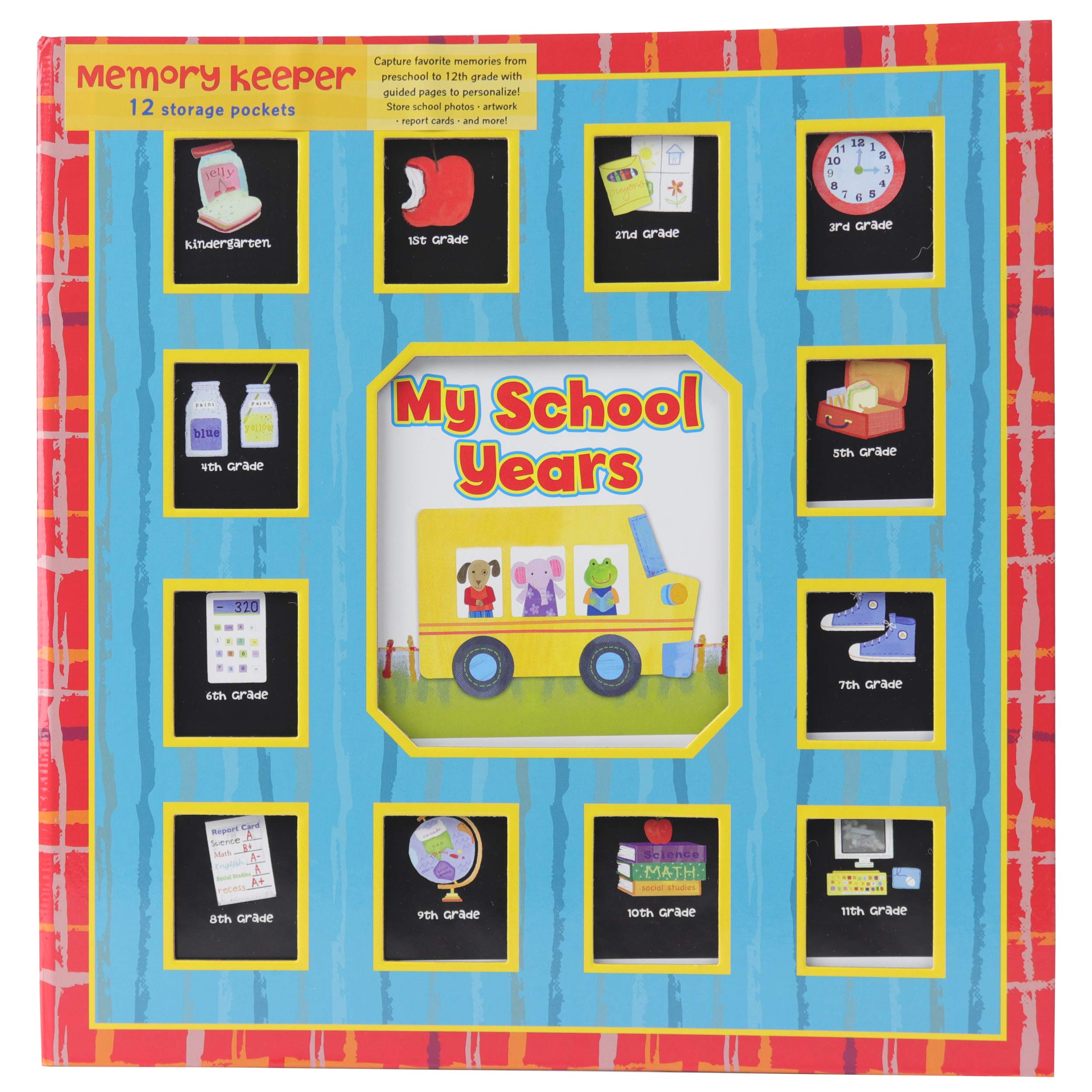 School Years Red and Blue Memory Keeper with Storage Pockets  Preschool to 12th Grade  PI Kids,Used