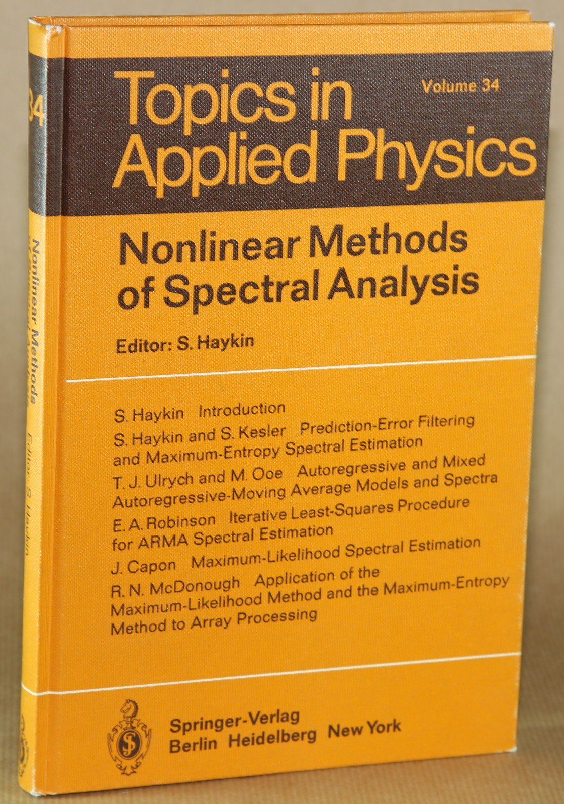 Nonlinear methods of spectral analysis (Topics in applied physics ; v. 34),Used