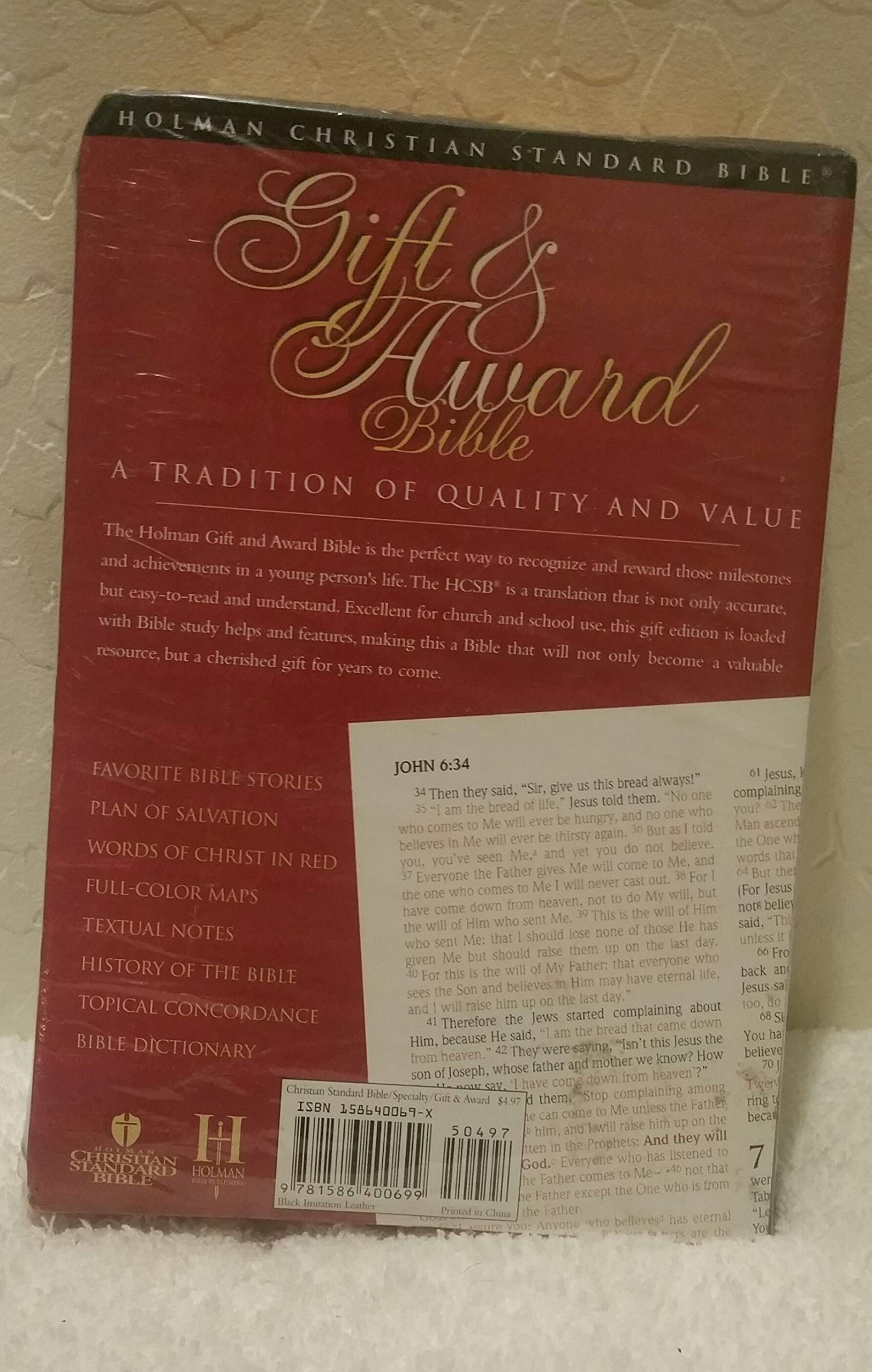 Hcsb Gift & Award Bible, Black Imitation Leather
