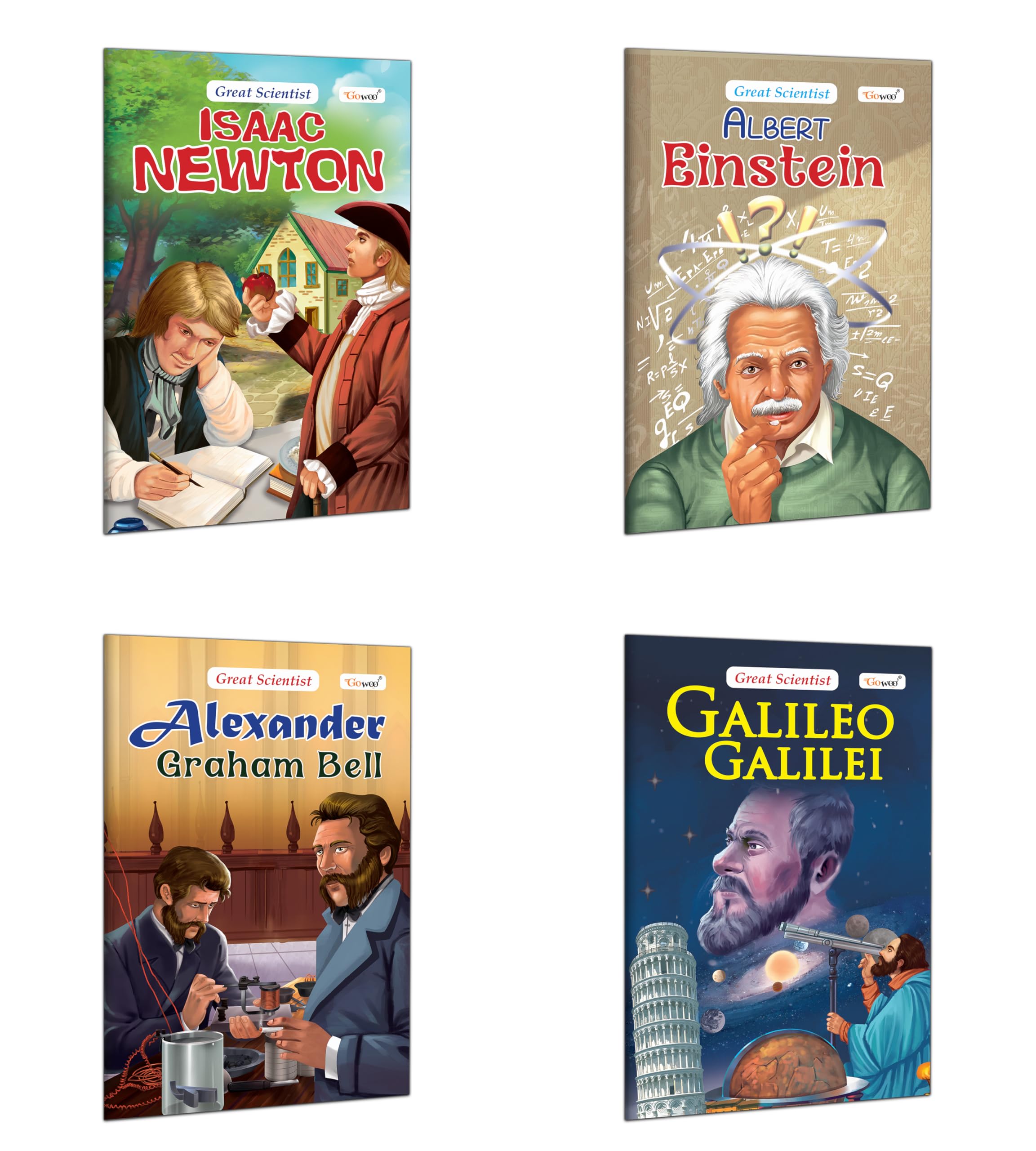 Great Scientists : Albert Einstein, Alexander Graham Bell, Galileo Galilei And Issac Newton - Inspirational Stories For Kids, Educational Learning Book | Pack Of 4 Books
