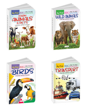 My First Big Picture Board Book Farm Animals & Pets, Wild Animals, Birds And Transport : Board Books For Early Learners, Learning Books For Kids, Preschool Picture Books | Set Of 4 Board Book