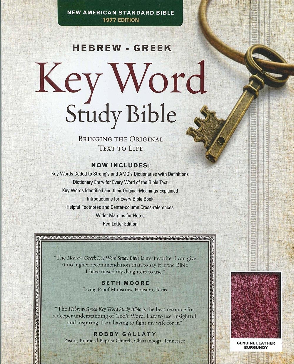 The HebrewGreek Key Word Study Bible: NASB77 Edition, Burgundy Genuine (Key Word Study Bibles),Used