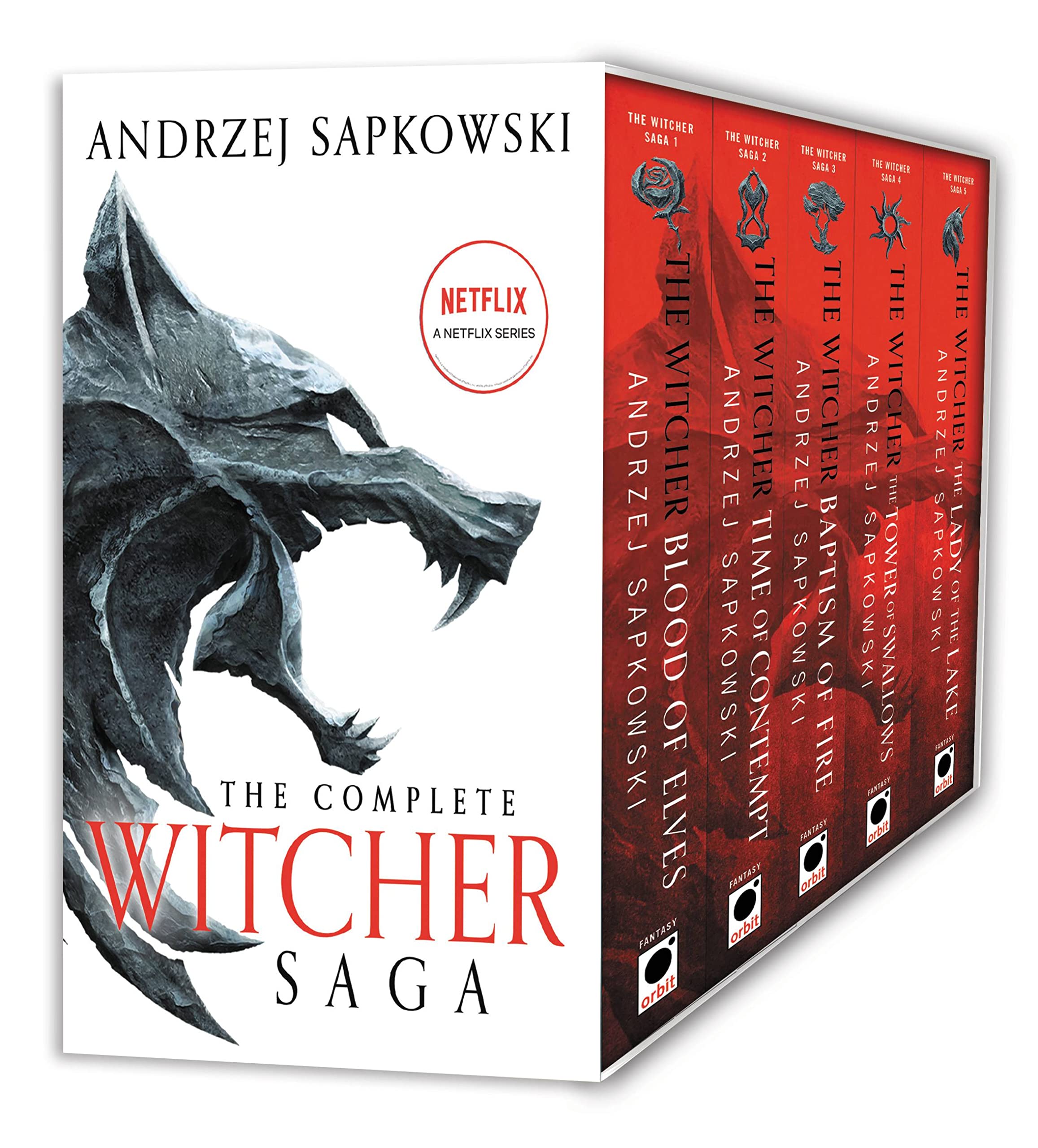 The Witcher Boxed Set: Blood Of Elves, The Time Of Contempt, Baptism Of Fire, The Tower Of Swallows, The Lady Of The Lake
