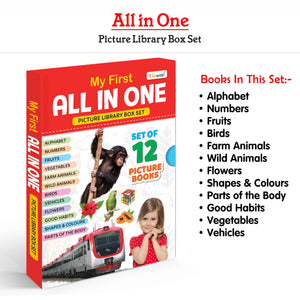 My First All In One Picture Book Collection Box For Early Learning (Red Edition) : Kids Learning Book, My First Library Early Learning Book For Children, KidS Book Collection Of 12 Books