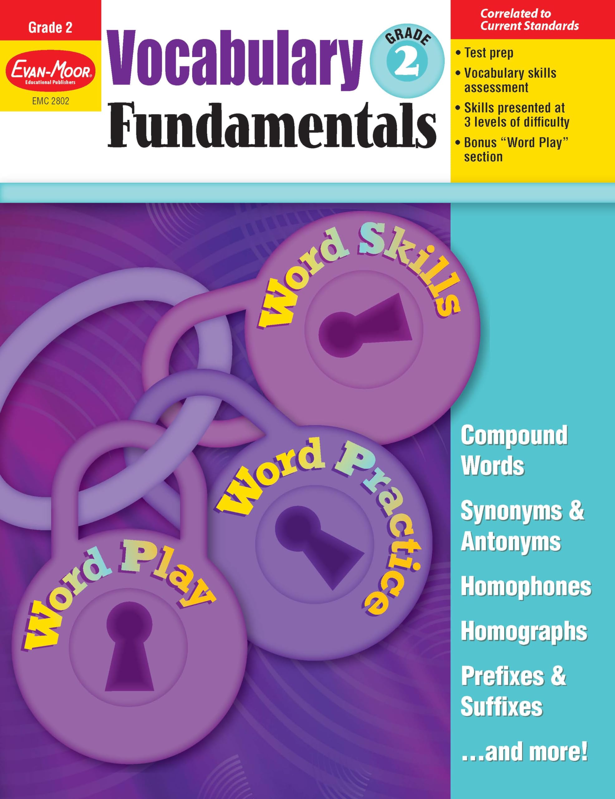 EvanMoor Vocabulary Fundamentals, Grade 2 Homeschool and Classroom Resource, Reproducible Worksheets, Compound Words, Synonyms,,Used
