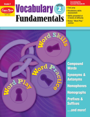 EvanMoor Vocabulary Fundamentals, Grade 2 Homeschool and Classroom Resource, Reproducible Worksheets, Compound Words, Synonyms,,Used