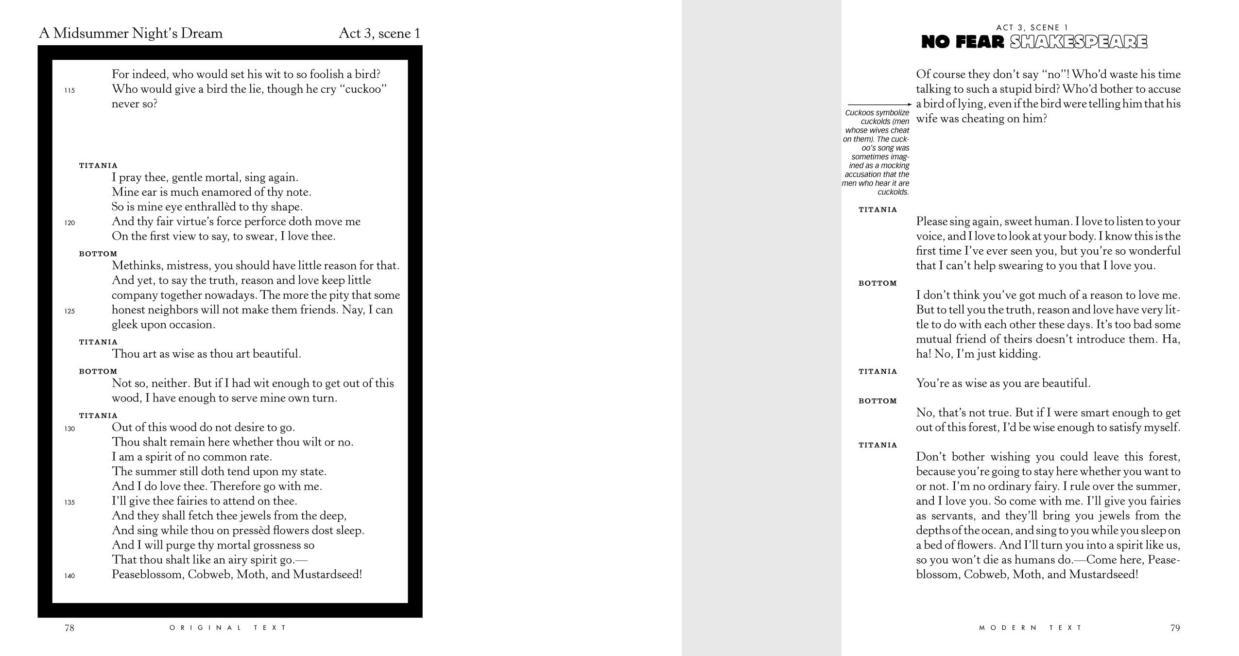 A Midsummer Night's Dream, No Fear Shakespeare SidebySide Plain English,New