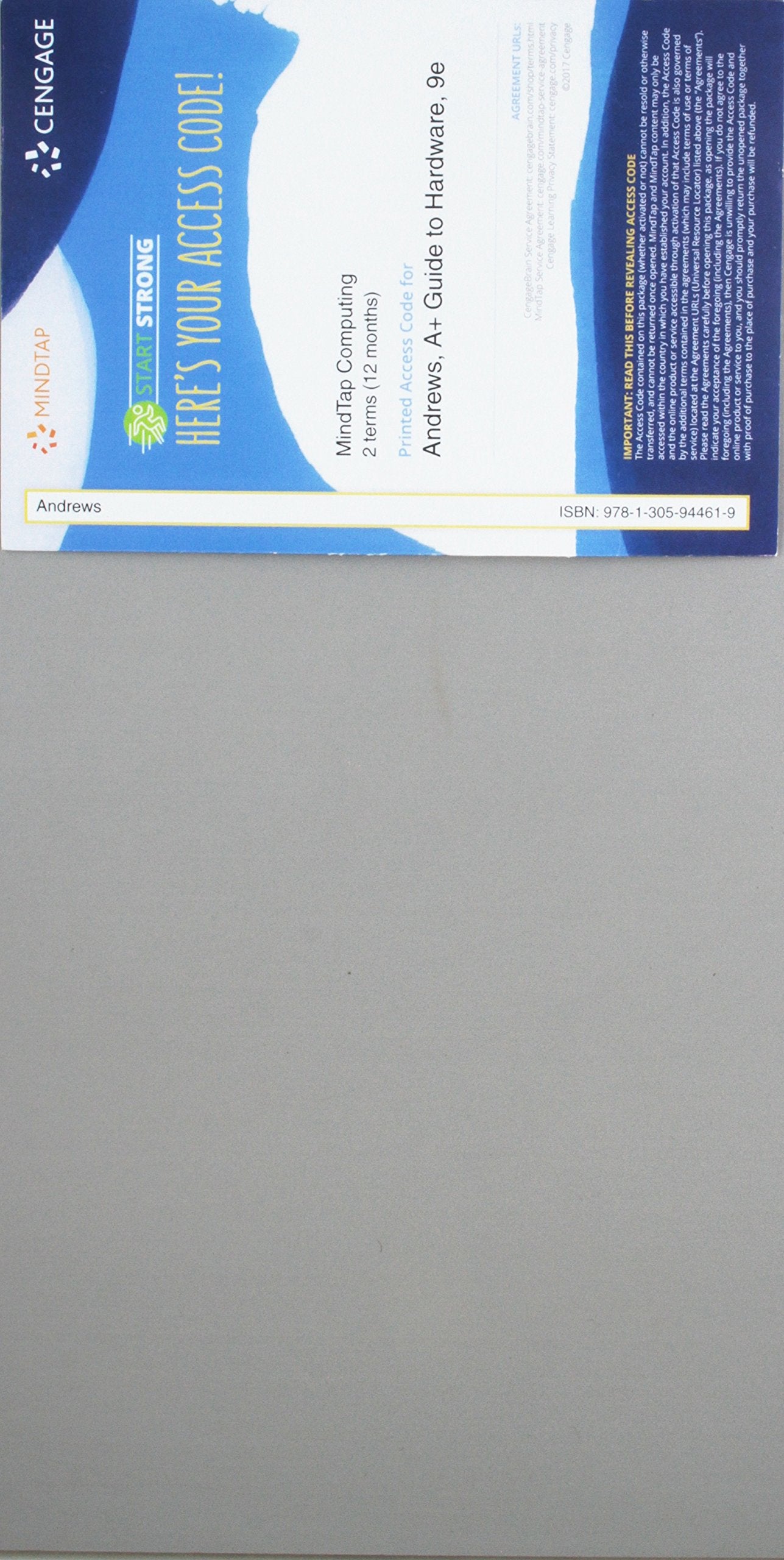 MindTap PC Repair, 1 term (6 months) Printed Access Card for Andrews' A+ Guide to Hardware, 9th,Used