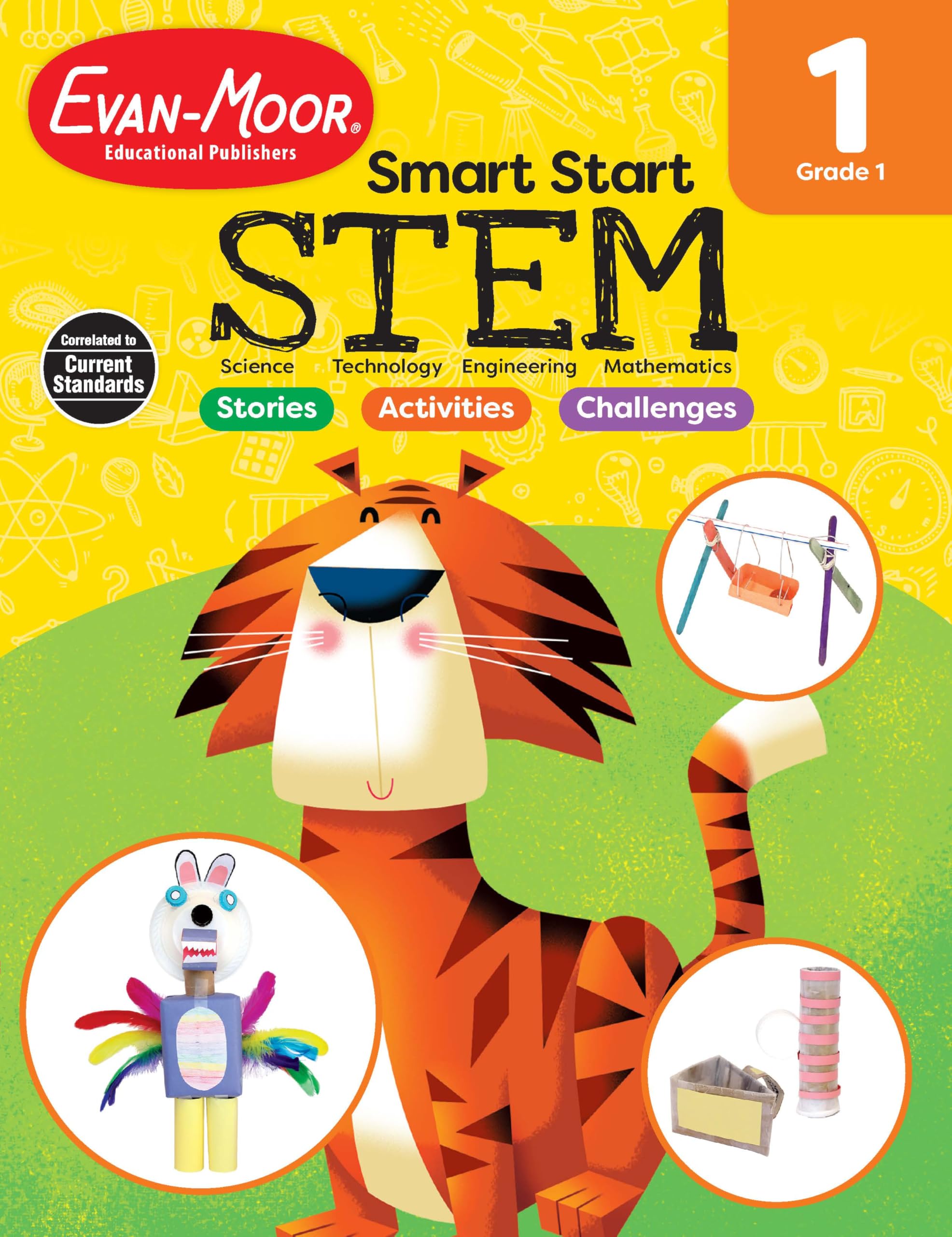 Evanmoor Smart Start Stem Workbook, Grade 1, Science, Technology, Engineering, Math, Hands On Activities, Problem Solving, Crit