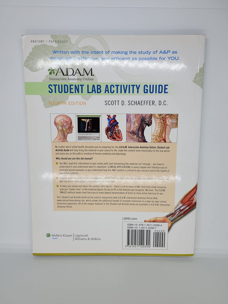 A.D.A.M. Interactive Anatomy Online Student Lab Activity Guide,Used