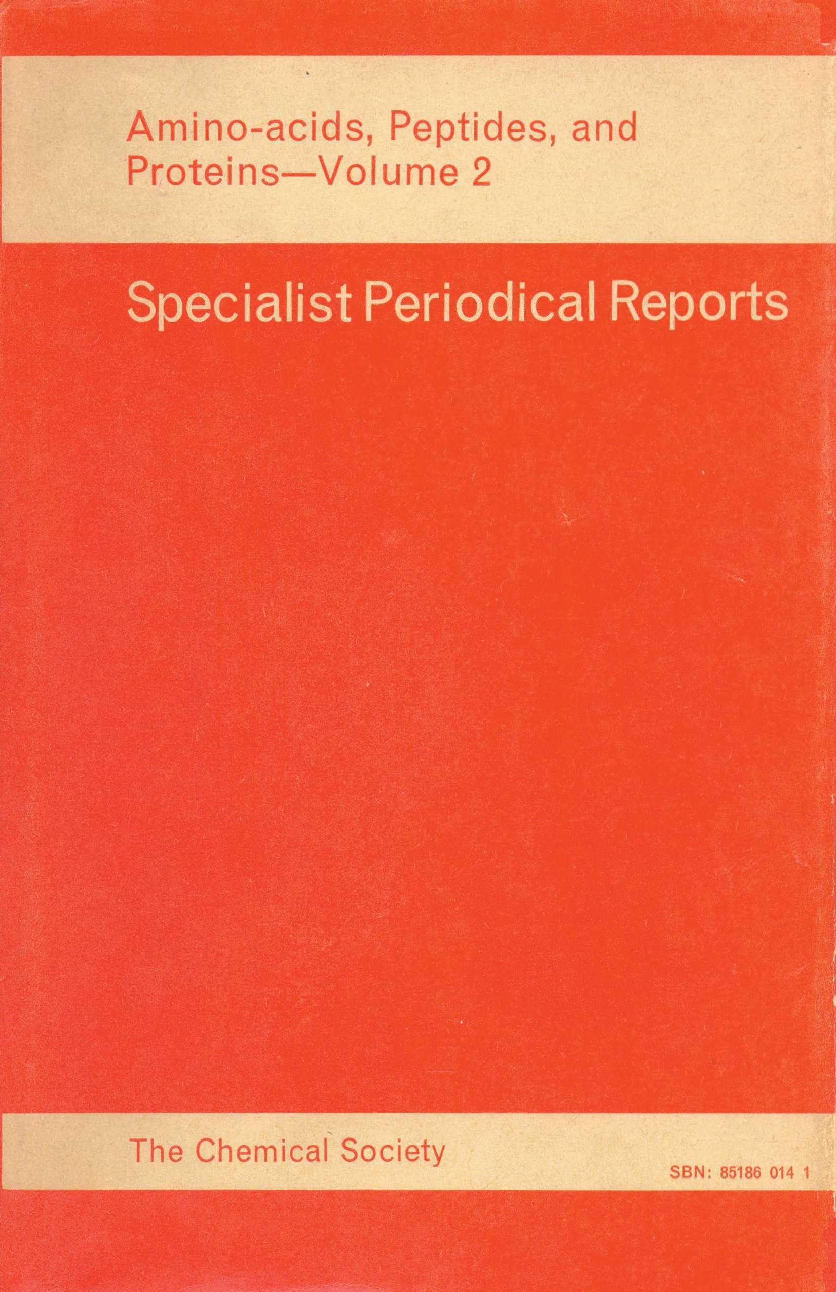 Amino Acids, Peptides and Proteins: Volume 2 (Specialist Periodical Reports, Volume 2),Used