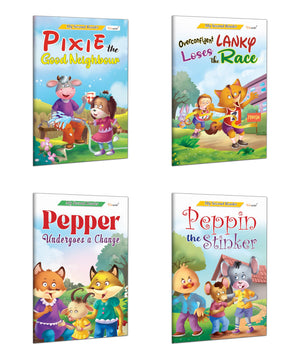 Preschool Storytime Collection : Overconfident Lanky Loses The Race, Pepper Undergoes A Change, Peppin The Stinker And Pixie The Good Neighbour - Story Books For Toddlers | Pack Of 4 Books