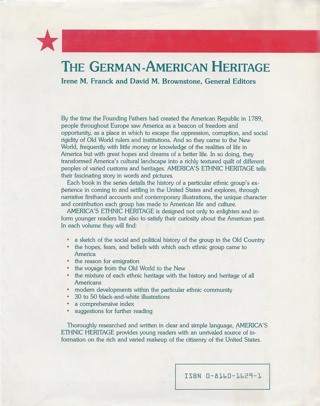 GermanAmerican Heritage (America's Ethnic Heritage),Used