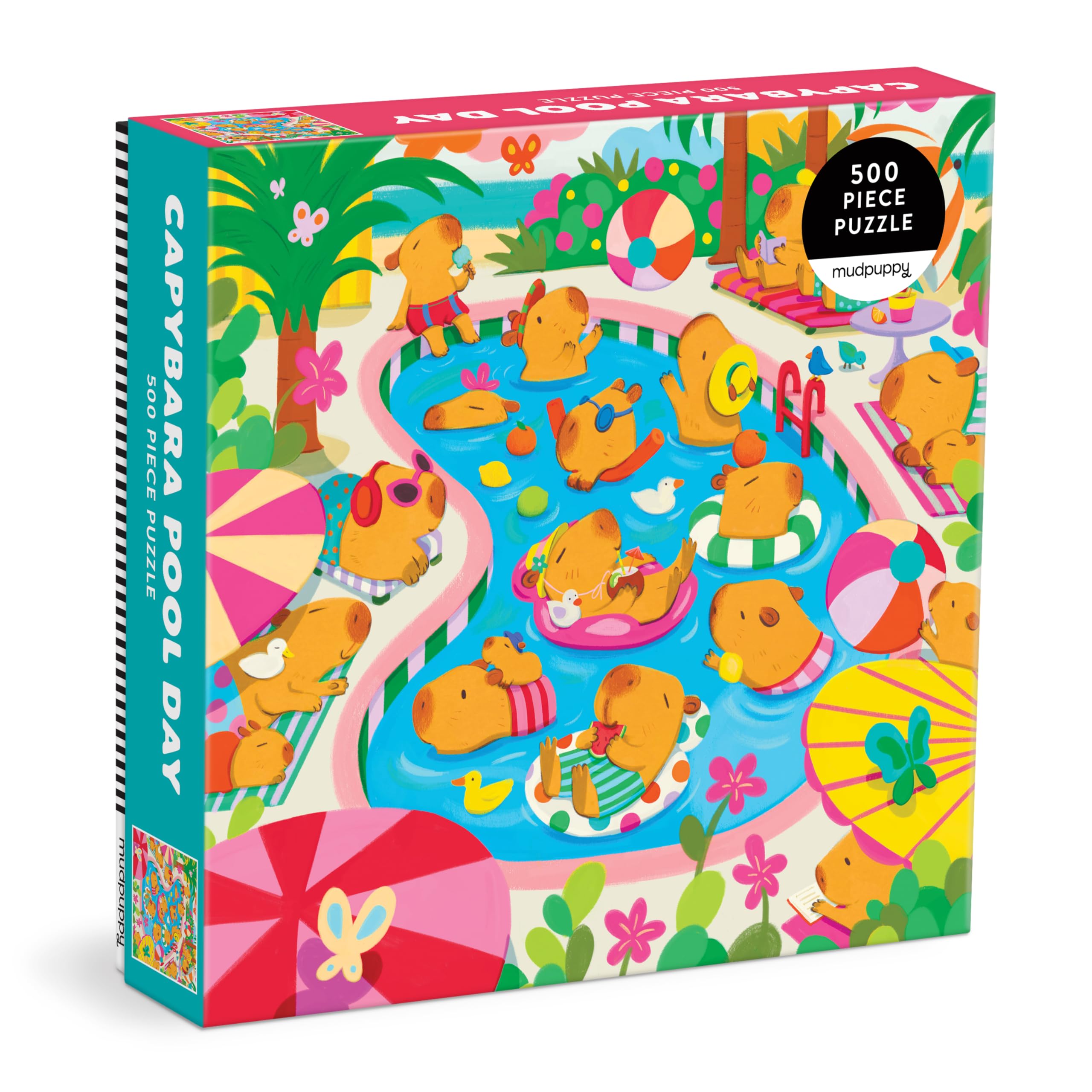 Mudpuppy Capybara Pool Day  500 Piece Family Jigsaw Puzzle With Colorful And Fun Illustrations Of Capybaras For Children Ages 8
