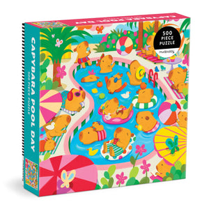 Mudpuppy Capybara Pool Day  500 Piece Family Jigsaw Puzzle With Colorful And Fun Illustrations Of Capybaras For Children Ages 8