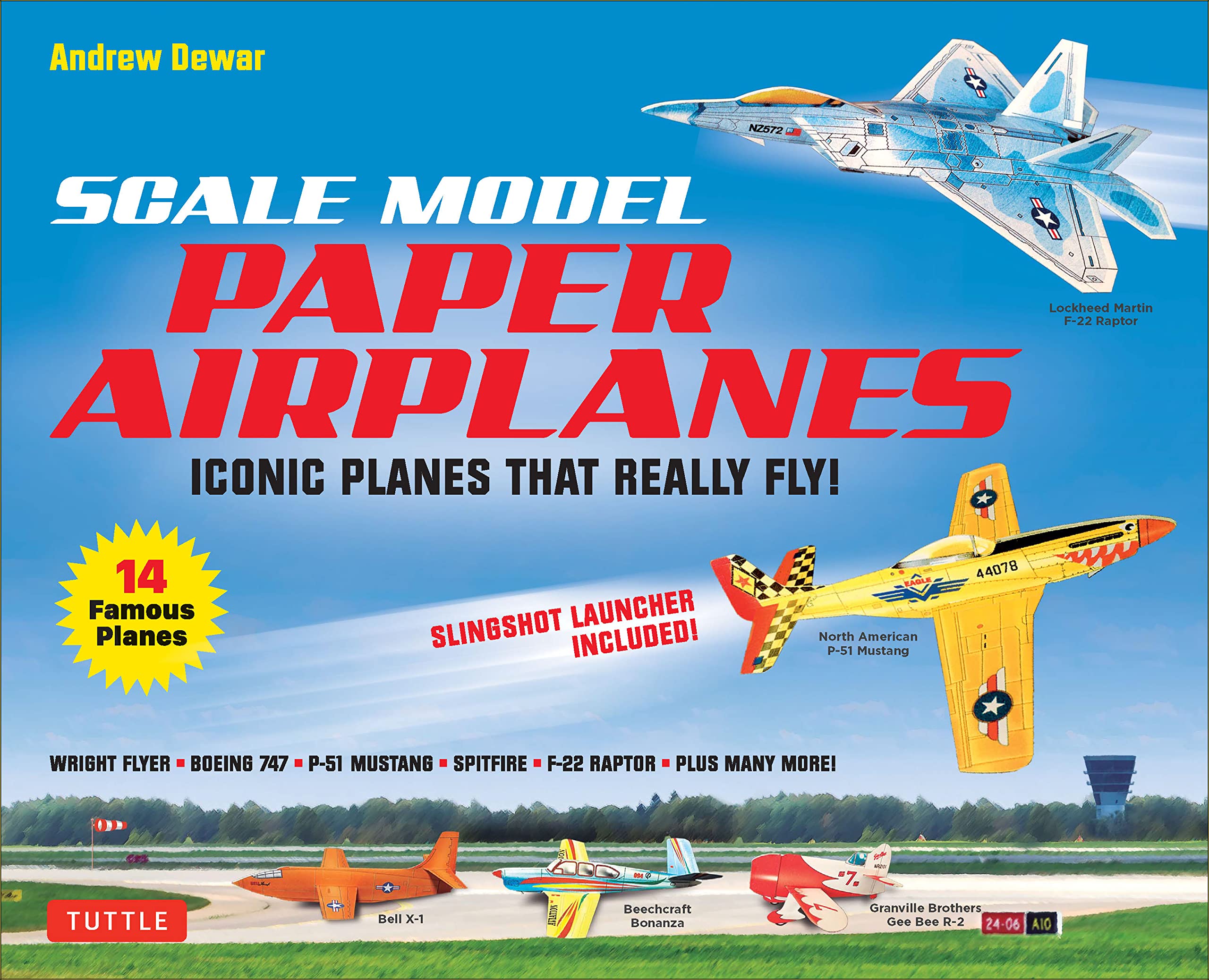 Scale Model Paper Airplanes Kit: Iconic Planes That Really Fly! Slingshot Launcher Included!  Just Popout And Assemble (14 Fam,Used