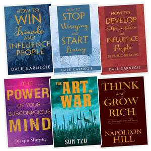 Pack Of 6 Self Help Book For Adult - How To Self Confidence, Stop Worrying, Win Friends, Subconscios Mind, Think & Grow And Art Of War