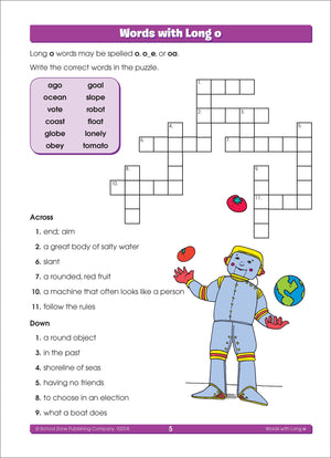 School Zone  Spelling Puzzles Workbook  32 Pages, Ages 8 To 10, 3Rd Grade, 4Th Grade, Prefixes, Suffixes, Idioms, Antonyms, Ir,New