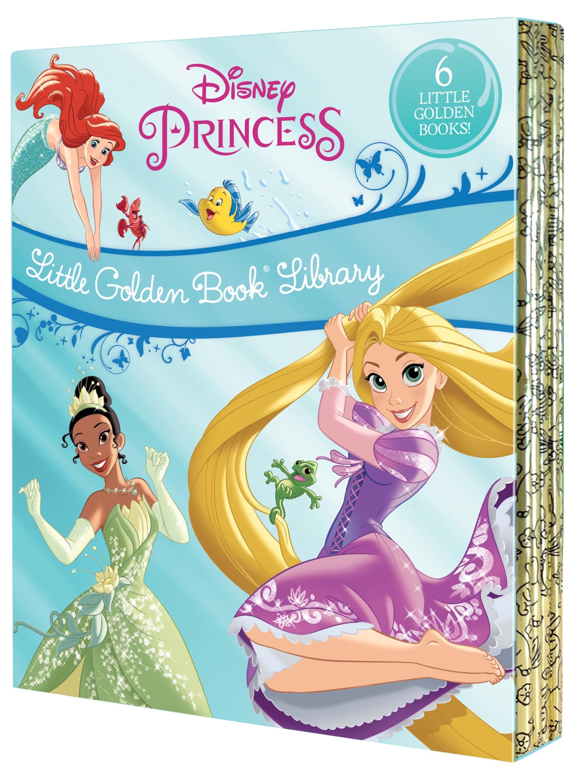Disney Princess Little Golden Book Library  6 Little Golden Books: Tangled; Brave; The Princess and the Frog; The Little Merma,New