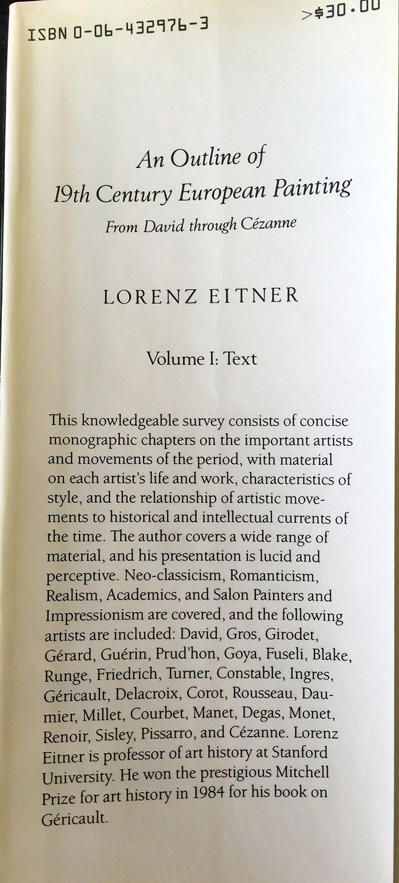 An Outline of 19th Century European Painting: From David Through Cezanne (Icon Editions),Used
