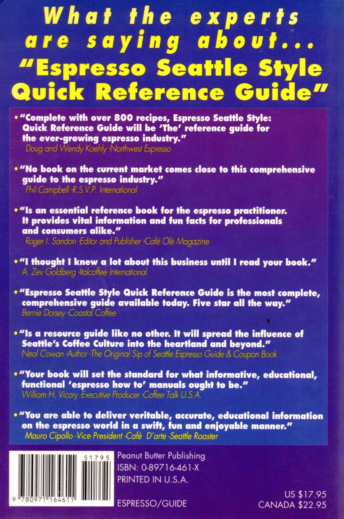 Espresso Seattle Style : Quick Reference Guide,Used